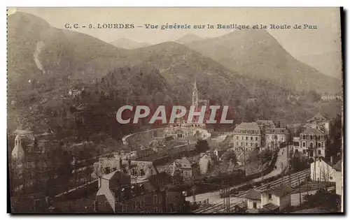 Ansichtskarte AK Lourdes Vue generale sur la Basilique et la Route de Pau