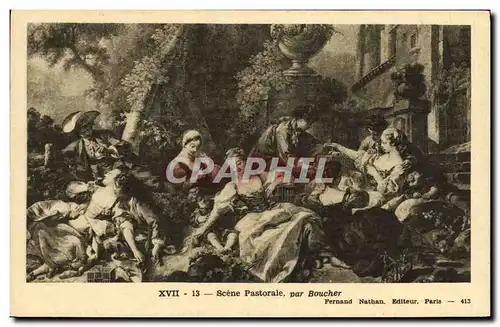 Cartes postales XVll Scene Pastorale par Boucher