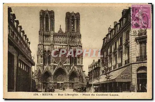 Cartes postales Reims Rue Libergier Place du Cardinal Lucon