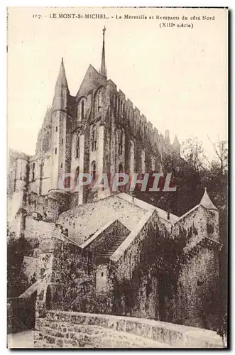 Cartes postales Le Mont St Michel Le Merveille et Remparts du cote Nord