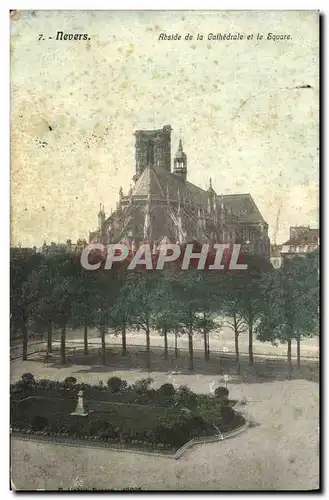Cartes postales Nevers Abside de la Cathedrale et le Square