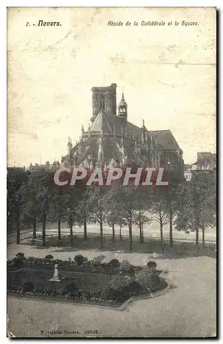 Cartes postales Nevers Abside de la Cathedrale et le Square