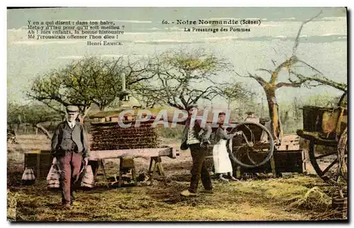 Cartes postales Notre Normandie Le pressurage des pommes Folklore
