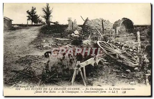 Ansichtskarte AK Les Ruines de la Grande Guerre En Champagne La ferme Constantine Militaria