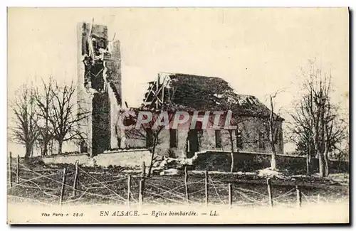 Cartes postales En Alsace Eglise bombardee Militaria