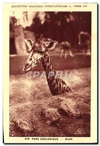 Cartes postales Exposition Coloniale Internationale Paris Parc Zoologique Girafe Zoo