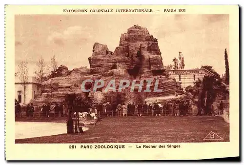 Cartes postales Exposition Coloniale Internationale Paris Parc Zoologique Le Rocher des Singes