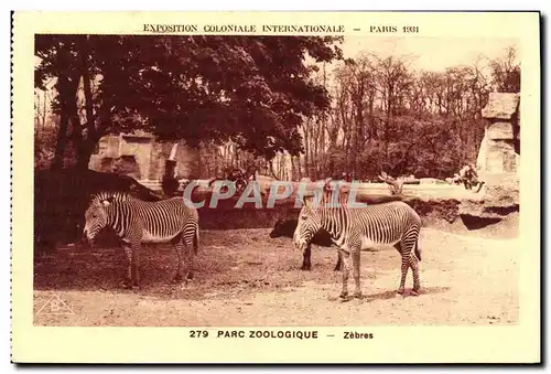 Cartes postales Exposition Coloniale Internationale Paris Parc Zoologique Zebres