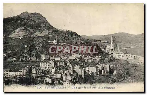 Cartes postales Lourdes Vue generale sur la Basilique