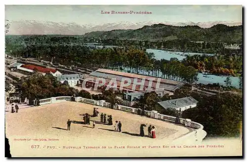 Cartes postales Pau Nouvelle Terrasse de la Place Royale et partie Est de la chaine des Pyrenees