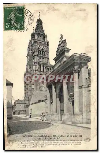 Cartes postales Tours Cathedrale St Gatien et Portail de l Archeveche