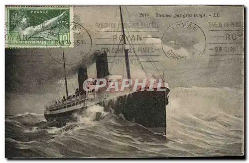 Cartes postales Steamer par gros temps Bateau Timbre Jeux olympiques Flamme Royan Salon de printemps et d ete