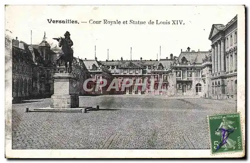 Ansichtskarte AK Versailles Cour Royale et Statue de Louis XIV