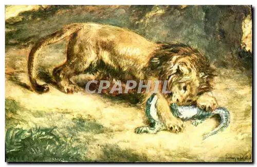 Cartes postales moderne Eugene Delacroix Lion et Caiman Musee du Louvre