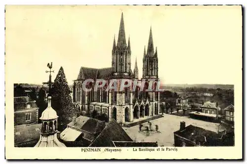 Cartes postales Pontmain La Basilique et le Parvis