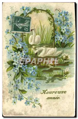 Cartes postales Heureuse annee Cygnes