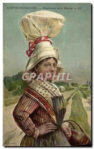 Ansichtskarte AK Coiffes Normandes Departement de la Manche Folklore Femme