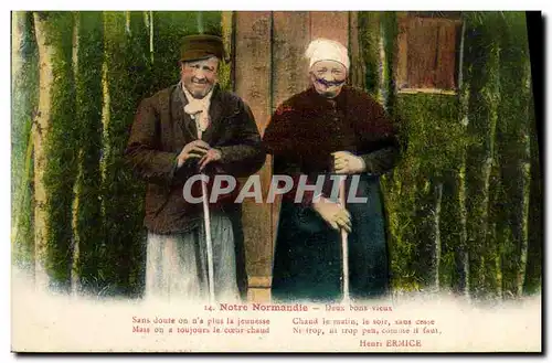 VINTAGE POSTCARD Our Normandy Two good Old men Folklore