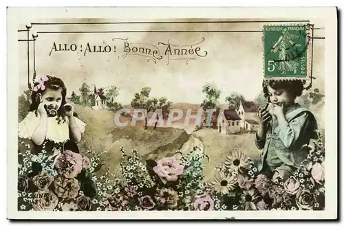 Cartes postales Allo Allo Bonne Annee Enfants TElephone