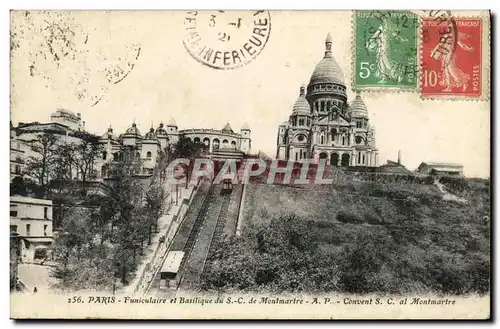 Cartes postales Paris Funiculaire et Basilique du S C Montmartre A P