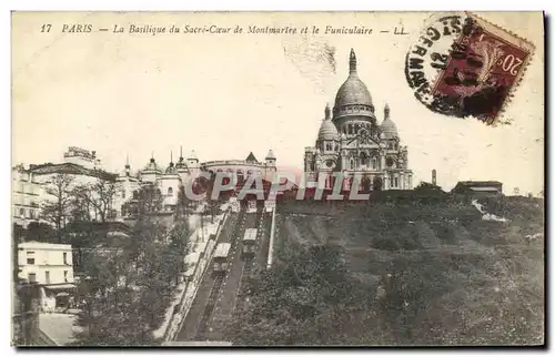 Cartes postales Paris La Basilique du Sacre Coeur de Montmartre et le Funiculaire