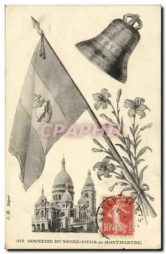 Cartes postales Souvenir du Sacre Coeur de Montmartre Cloche Drapeaun