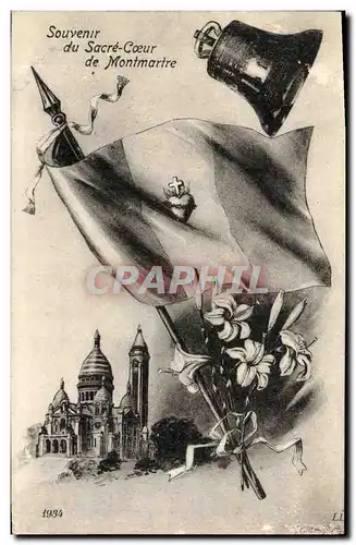 Cartes postales Souvenir du Sacre Coeur de Montmartre Cloche Drapeau