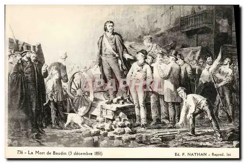 Cartes postales La Mort de Baudin 3 decembre 1851