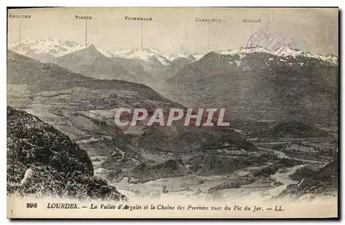 Cartes postales Lourdes La Valle d Argeles et la chaine des Pyrenees Vues de Pic Jer