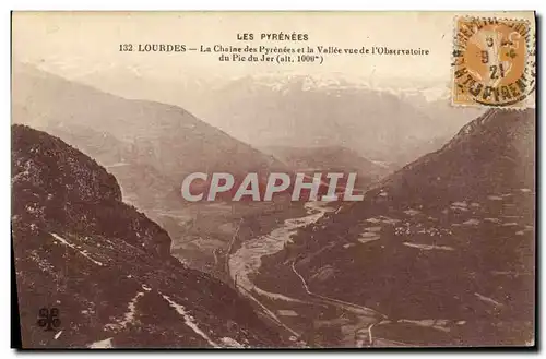 Cartes postales Lourdes La Chaine des Pyrenees et la Vallee vue l Observatoire du Pic du Jer