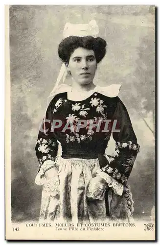 Ansichtskarte AK Costumes Moeurs et Costumes Bretons Jeune fille du Finistere Folklore