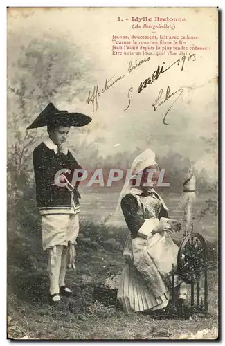 Ansichtskarte AK Idylle Bertonne Bourg de Batz Folklore Enfants Fileuse