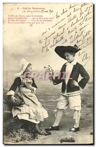 Cartes postales Idylle Bertonne Bourg de Batz Folklore Enfants