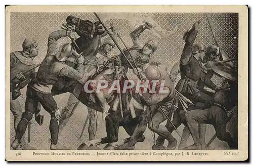 Cartes postales Peintures Murales du Pantheon Paris Jeanne d Arc faite prisonniere a Compiegne Lenepveu