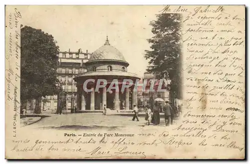 Cartes postales Paris Entree du Parc Monceau