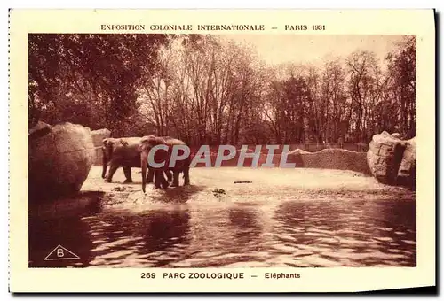 Ansichtskarte AK Exposition Coloniale Internationale Paris Parc Zoologique Elephants