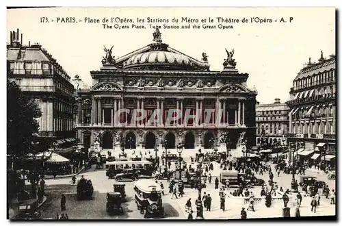 Ansichtskarte AK Paris Place de l Opera les Stations du Metro et le Theatre de l Opera