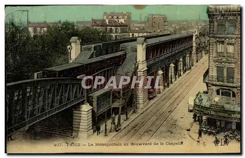 Cartes postales Paris Le Metropolitain au Boulevard de la Chapelle Metro