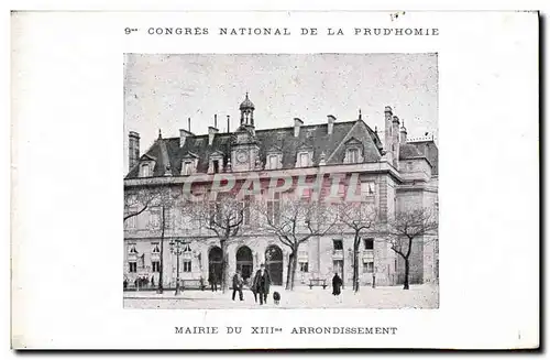 Cartes postales Congres National de la Prud Homie Marie du Xlll me Arrondissement