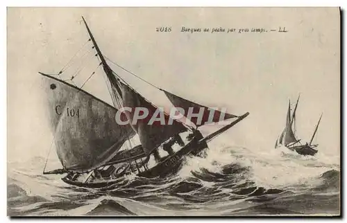 Cartes postales Barques de peche par gros temps Bateaux