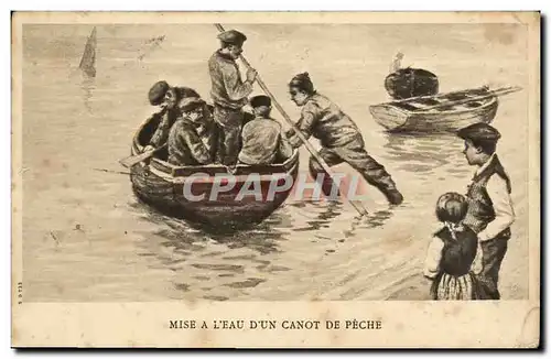 Cartes postales Mise a L Eau d Un Canot de Peche