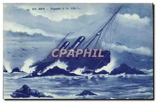 Cartes postales En Mer Paquebot a la Cote