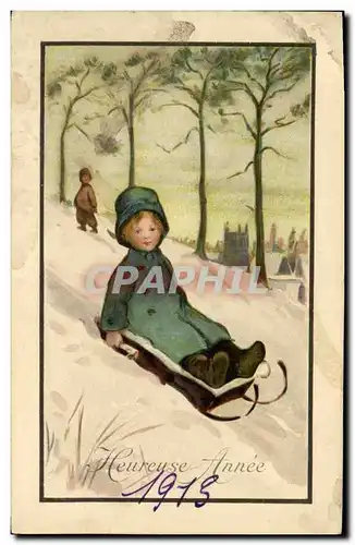 Cartes postales Heureuse Annee Enfant Luge