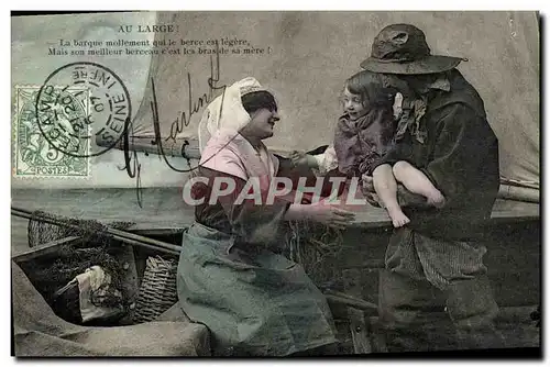 Cartes postales Au Large La barque mollement qui le berce est legere