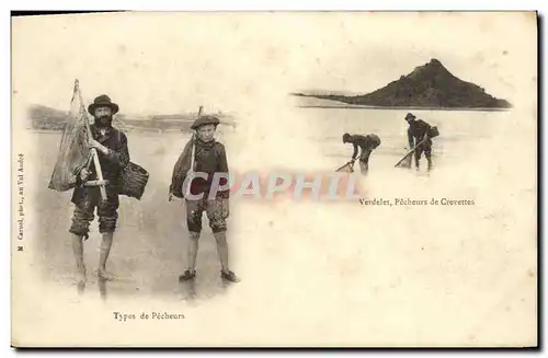 Cartes postales Types De Pecheurs Verdelet Pecheurs de crevettes