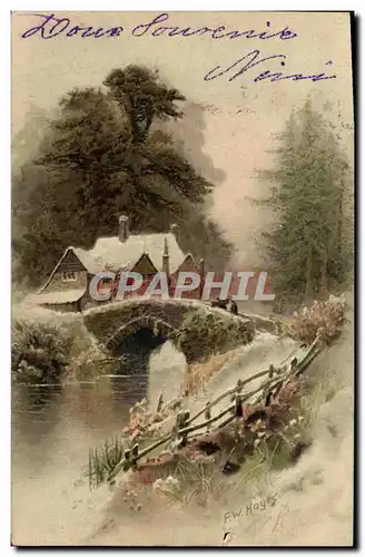 Cartes postales Fantaisie Maison au bord de l eau