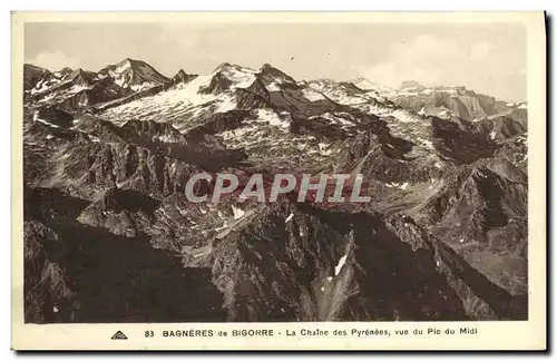 Ansichtskarte AK Bagneres de Bigorre La Chaine des Pyrenees Vue du Pic de Midi