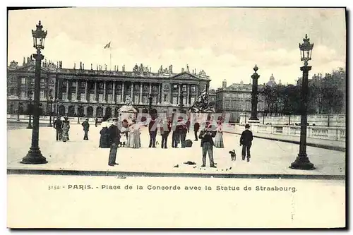 Cartes postales Paris La Place de la Concorde Avee la Statue de Strasbourg