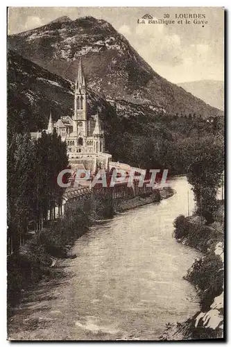 Cartes postales Lourdes La Basilique et le Gave