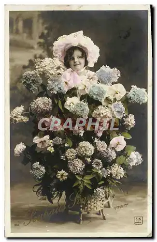 Cartes postales Enfant Fleurs